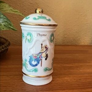 Lenox Porcelain Thyme Canister with Carousel Horse Motif